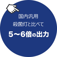 国内汎用殺菌灯と比べて5～6倍の出力