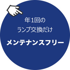 年1回のランプ交換だけメンテナンスフリー