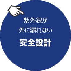 紫外線が外に漏れない安全設計